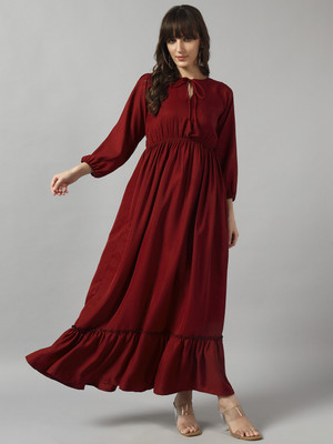 Femvy Anarkali Gown(Maroon)