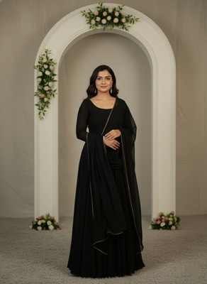 DivaFashionWear Flared/A-line Gown(Black)