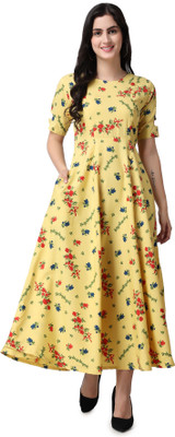 Pratyusha Flared/A-line Gown(Yellow)