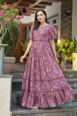 Odd by chansi Trendz Flared/A-line Gown(Maroon)