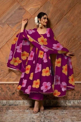 Vanray Fashion Anarkali Gown(Purple)