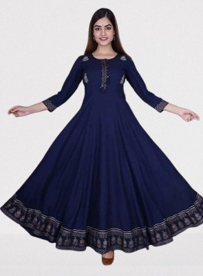 ababeel fashion Anarkali Gown(Dark Blue)