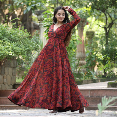 BLACK SCISSOR Flared/A-line Gown(Multicolor)