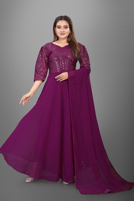 Jay Gopal Tex Anarkali Gown(Purple)