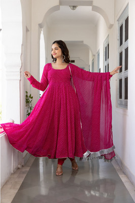 Sehrishs Store Flared/A-line Gown(Pink)