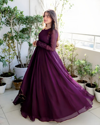 DiyaFab Anarkali Gown(Purple)