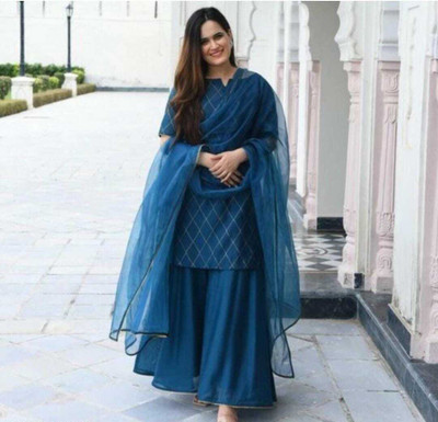 ESHANAY ENTERPRISE Flared/A-line Gown(Blue)