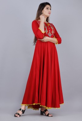 VASANT APPAREL Anarkali Gown(Red)