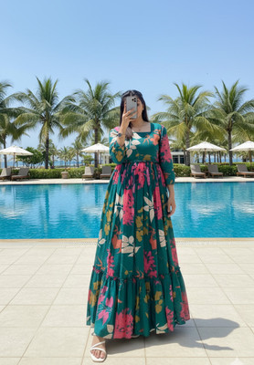 Hirva Collections Anarkali Gown(Green)