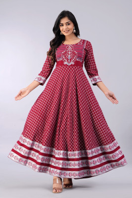 Well style Anarkali Gown(Maroon)