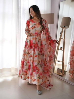 TheShivCreation Anarkali Gown(White)