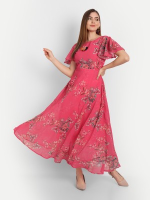 sneha tex Anarkali Gown(Pink)