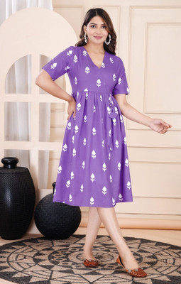 Priyanshi Fashions Flared/A-line Gown(Purple)