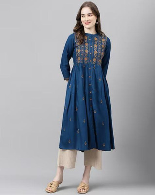 Suved Mart Flared/A-line Gown(Dark Blue)