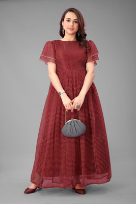 3Buddy Fashion Flared/A-line Gown(Maroon)