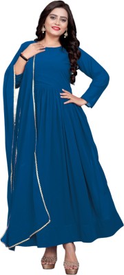 MAHADEV ENTERPRISE Flared/A-line Gown(Dark Blue)