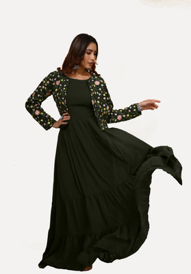 SANCIA Flared/A-line Gown(Dark Green)