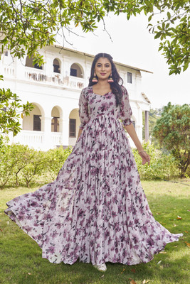 Odd by chansi Trendz Flared/A-line Gown(Purple)