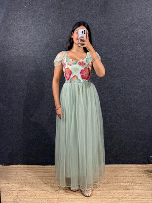Pushkara Flared/A-line Gown(Green)