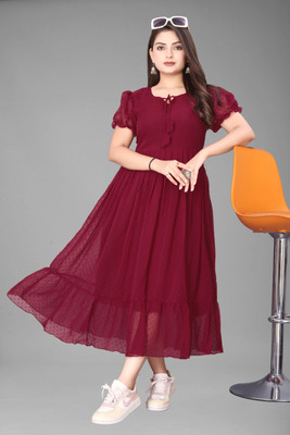 HouseOfCommon Women A-line Pink Maxi/Full Length Dress