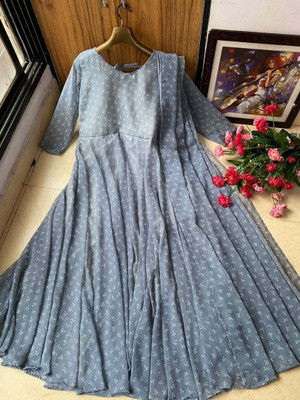 SSICREATIVE Anarkali Gown(Grey)