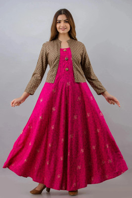 ftDiva Anarkali Gown(Pink)
