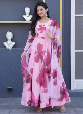 REVA ENTERPRISE Anarkali Gown(Pink)