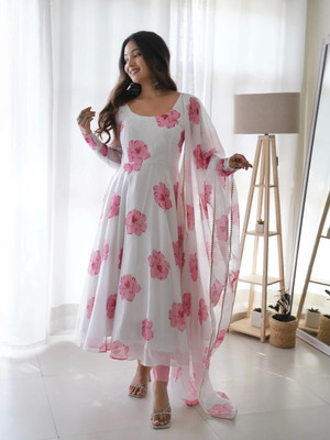 MISS CLOTHING Anarkali Gown(White)