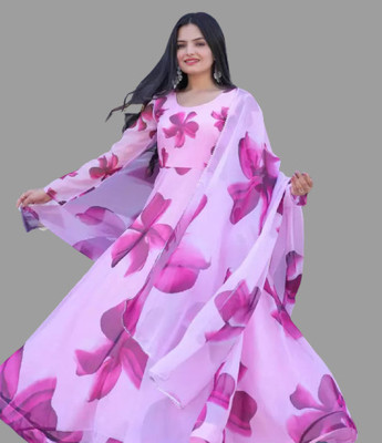 hotixo Flared/A-line Gown(Pink)