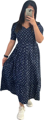 Yogigarments Flared/A-line Gown(Blue)