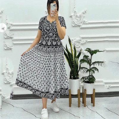LOVE FASHION Women A-line Black, White Ankle Length Dress