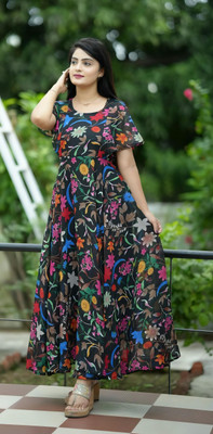 JAKHIFASHION Anarkali Gown(Multicolor)