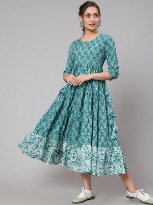 GLAM ROOTS Flared/A-line Gown(Green)