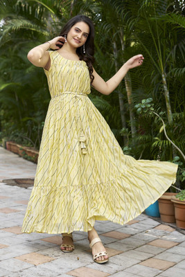 Odd by chansi Trendz Flared/A-line Gown(Yellow)