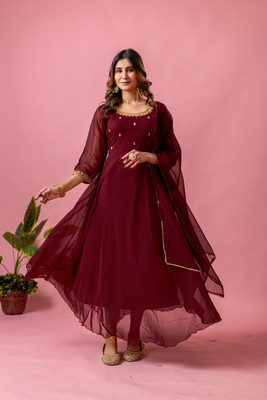 Sukhvilas Enterprise Anarkali Gown(Maroon)