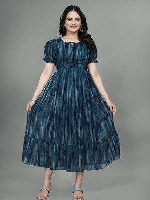 JS CREATIVE Anarkali Gown(Blue)