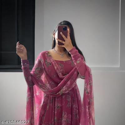 MAHADEV Flared/A-line Gown(Pink)