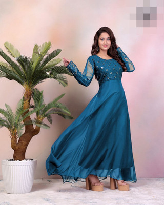 Nejadhari Fashion Flared/A-line Gown(Blue)
