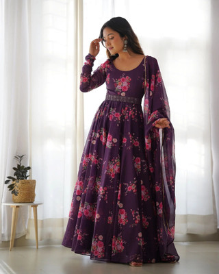 DHYAN CREATION ONLINE Anarkali Gown(Purple)