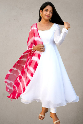 MR.jijaji collection Anarkali Gown(White)