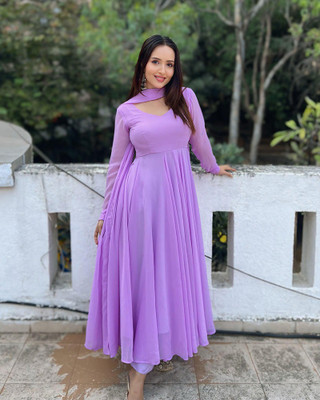 MDTRADE Anarkali Gown(Purple)