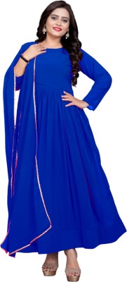 MAHADEV ENTERPRISE Flared/A-line Gown(Blue)