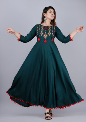 VASANT APPAREL Anarkali Gown(Green)