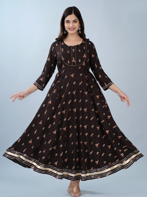 Aman Creation Anarkali Gown(Brown)