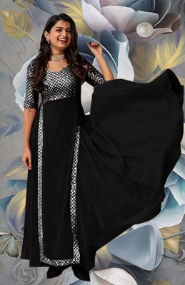 umang hisiery Flared/A-line Gown(Black)