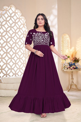 GM EXPORT Anarkali Gown(Purple)
