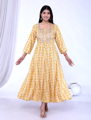 KESHAV FAB Anarkali Gown(Yellow)