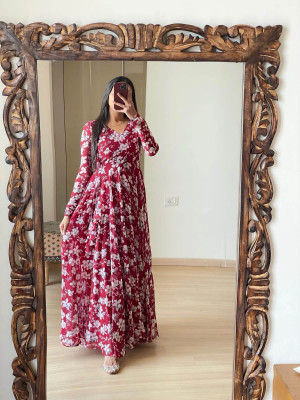 SHITAL TEXTILES Anarkali Gown(Maroon)