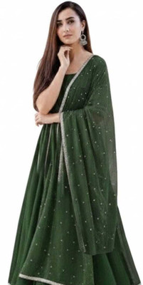 MultiCollection Anarkali Gown(Green, Silver)