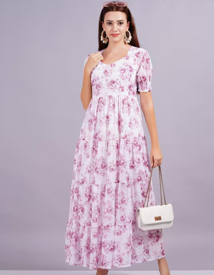 Asmin creation Flared/A-line Gown(Pink)